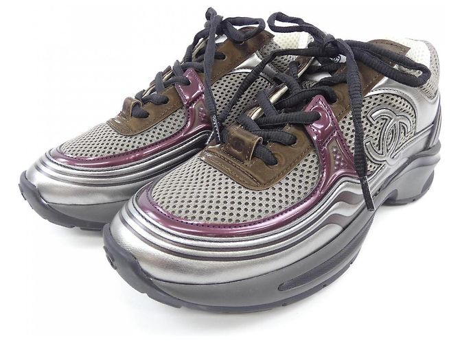 Timeless Sneakers Chanel Marrone Argento Rosso Beige - vista 3