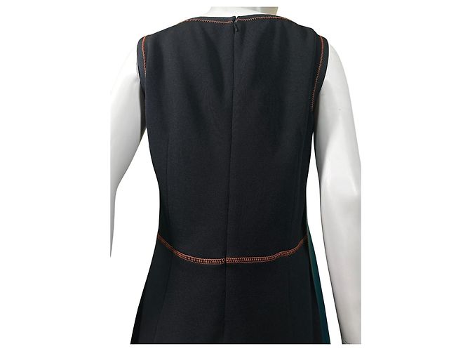 Abito Midi Prada Nero con Pannelli Blu e Cuciture Arancioni Blu chiaro - vista 6