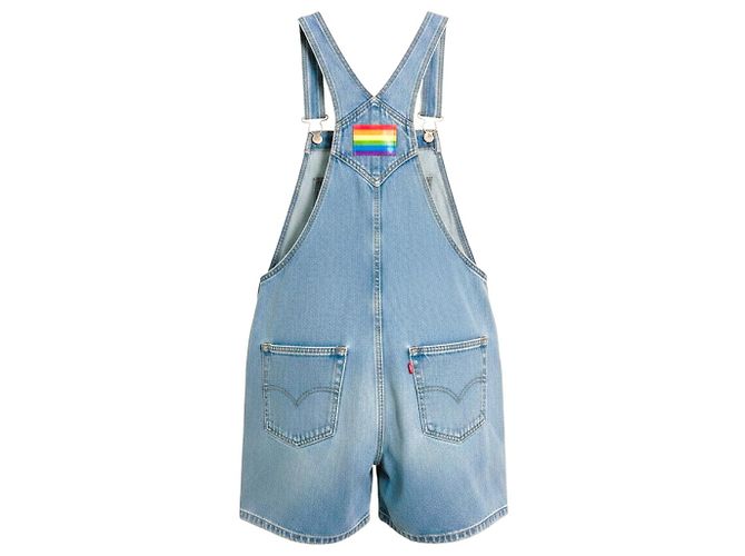 Levi's Pride Collection Salopette Corta in Denim Blu - vista 3