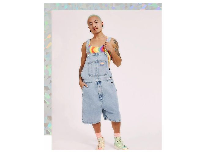 Levi's Pride Collection Salopette Corta in Denim Blu - vista 9