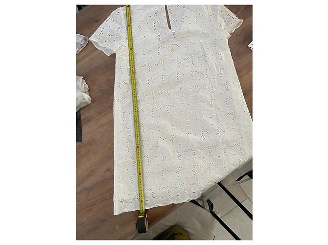 Sézane Vestido de Algodón Blanco Bordado - vista 10