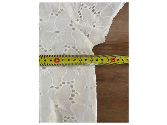 Sézane Vestido de Algodón Blanco Bordado - vista 12