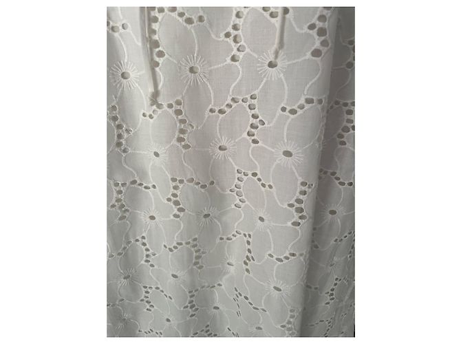 Sézane Vestido de Algodón Blanco Bordado - vista 2