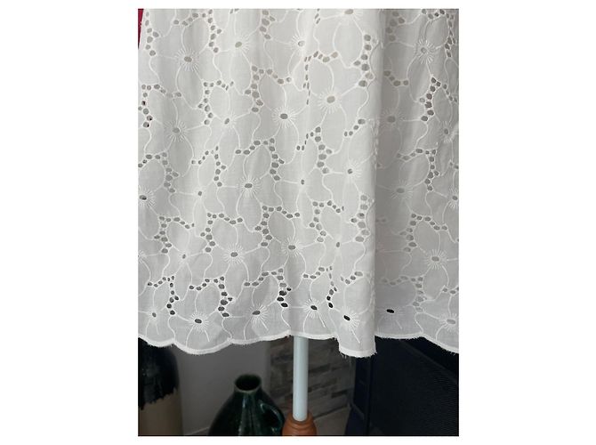 Sézane Vestido de Algodón Blanco Bordado - vista 6