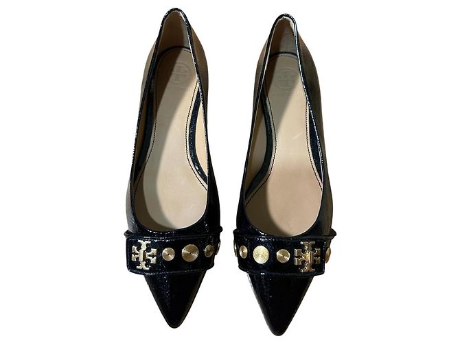 Tory Burch Ballerine a punta in vernice nera con borchie Nero - vista 2