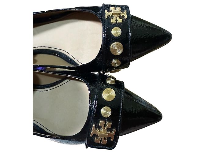 Tory Burch Ballerine a punta in vernice nera con borchie Nero - vista 3