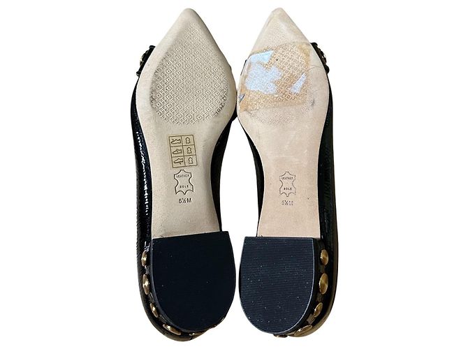 Tory Burch Ballerine a punta in vernice nera con borchie Nero - vista 5