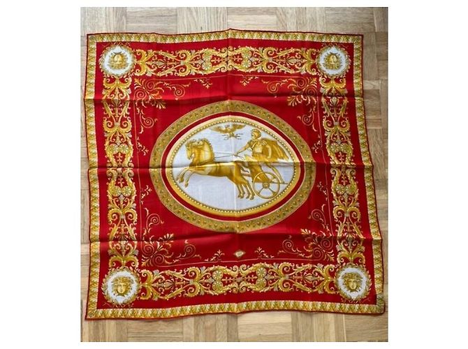 Versace Atelier Foulard in seta rosso e oro D'oro - vista 2