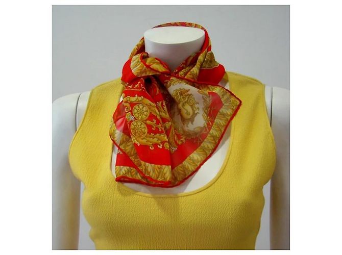 Versace Atelier Foulard in seta rosso e oro D'oro - vista 3