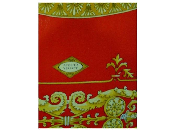 Versace Atelier Foulard in seta rosso e oro D'oro - vista 4