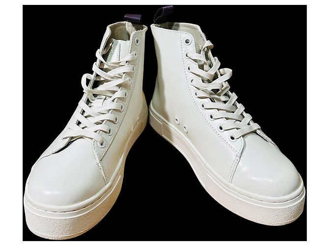 Autre Marque Eytys Kibo Sneakers Alte in Pelle Bianca Bianco - vista 5