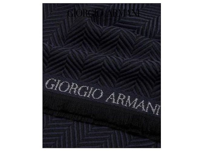 Giorgio Armani Sciarpa in Lana Blu Navy Blu scuro - vista 2