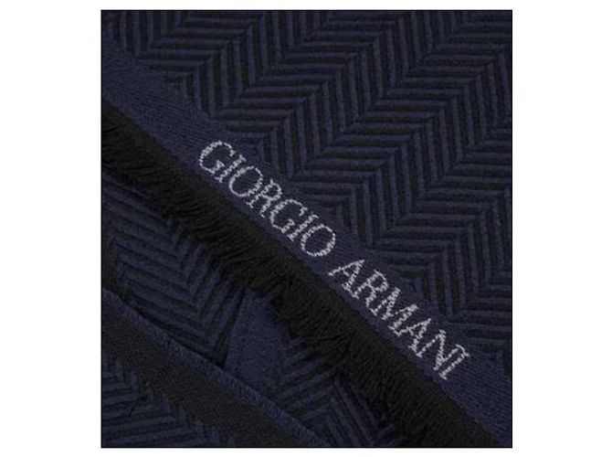 Giorgio Armani Sciarpa in Lana Blu Navy Blu scuro - vista 3