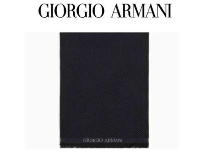Giorgio Armani Sciarpa in Lana Blu Navy Blu scuro - vista 5