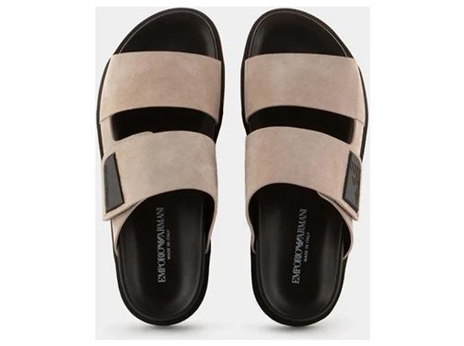 Sandali Emporio Armani in camoscio beige da uomo - vista 8