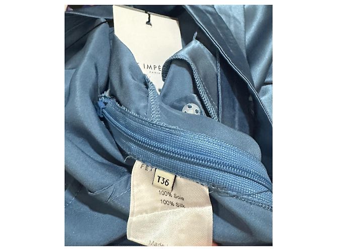 Autre Marque Fête Impériale Midi-Kleid aus blauer Seide - Ansicht 8