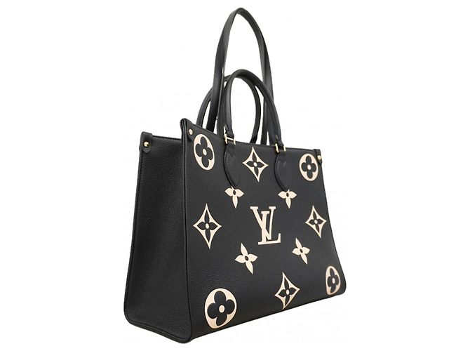 Borsa Tote Louis Vuitton Monogram Empreinte Bicolor OnTheGo MM Nero Beige - vista 2