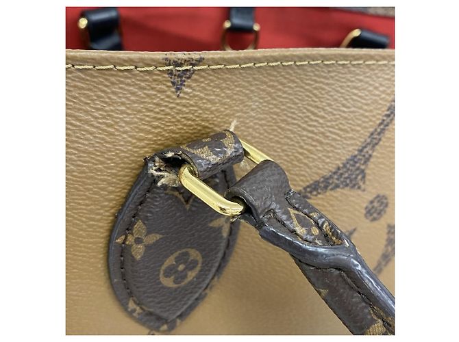 Borsa Tote Louis Vuitton Monogram Giant Reverse OnTheGo GM Marrone - vista 9