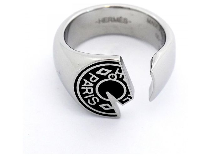 Ring Hermès Anello Carousel Hermes Nero Argento - vista 3