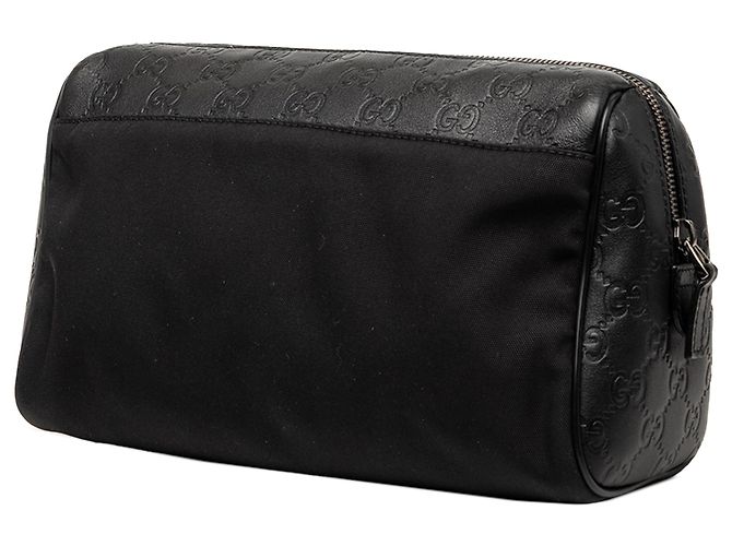 Clutch in nylon nero con bordatura Guccissima Gucci - vista 2