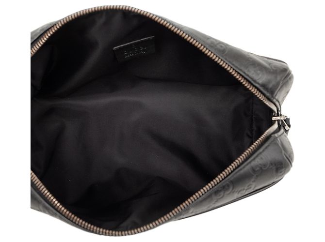 Clutch in nylon nero con bordatura Guccissima Gucci - vista 4