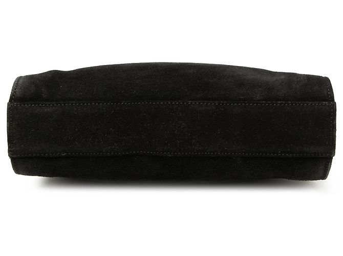 Borsa Gucci in scamosciato nero con manico in metallo - vista 3