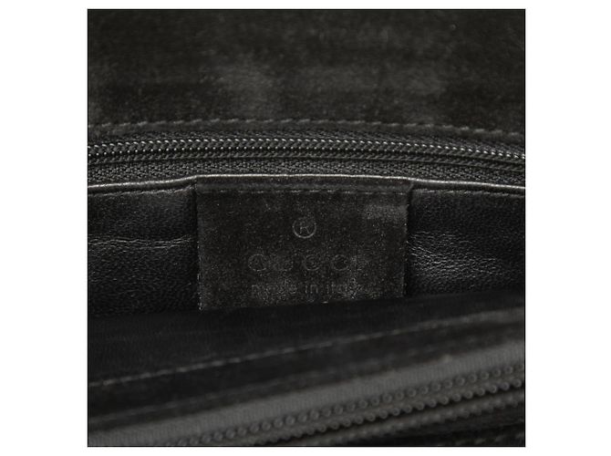 Borsa Gucci in scamosciato nero con manico in metallo - vista 5