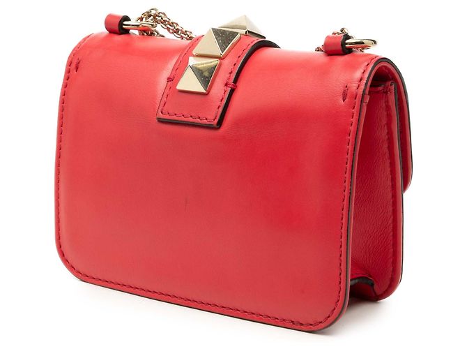 Valentino Red Mini Leather Rockstud Glam Lock Crossbody Rosso - vista 2