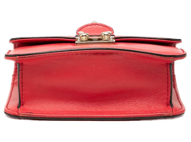 Valentino Red Mini Leather Rockstud Glam Lock Crossbody Rosso - vista 3
