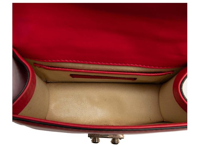 Valentino Red Mini Leather Rockstud Glam Lock Crossbody Rosso - vista 4