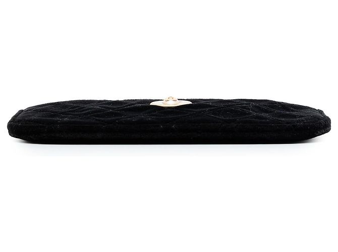 Pochette Chanel Black Small Quilted Velvet Medallion con zip Nero - vista 3