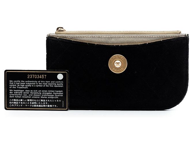 Pochette Chanel Black Small Quilted Velvet Medallion con zip Nero - vista 7