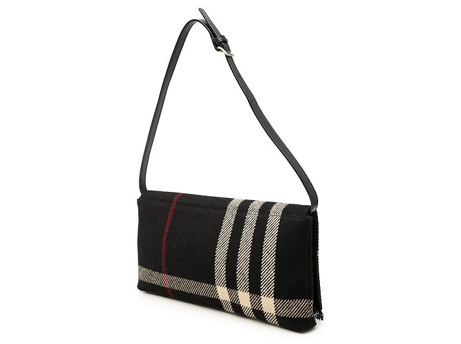 Borsa a tracolla Burberry Black Exploded Check Wool Fringe Shoulder Bag Nero - vista 2