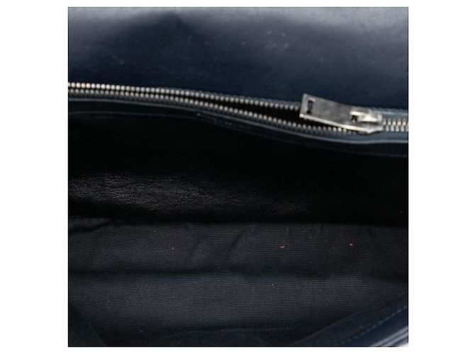 Borsa College Saint Laurent in pelle di pecora blu con monogramma Chevron Large Blu navy - vista 4