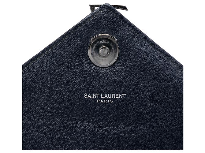 Borsa College Saint Laurent in pelle di pecora blu con monogramma Chevron Large Blu navy - vista 5