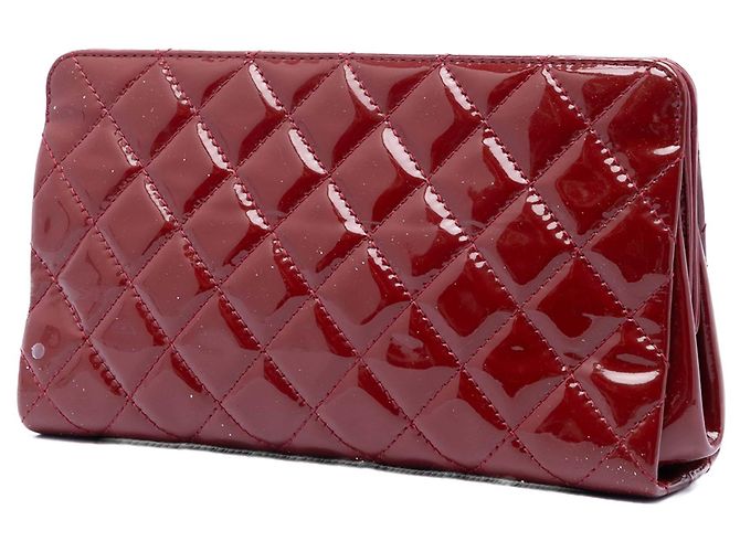Clutch Chanel Red CC Quilted Patent Timeless Rosso Bordò - vista 2