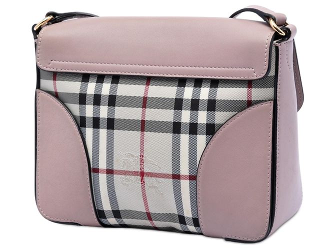 Burberry Pink Small Haymarket Check Nylon e pelle Dickens Crossbody Rosa - vista 2