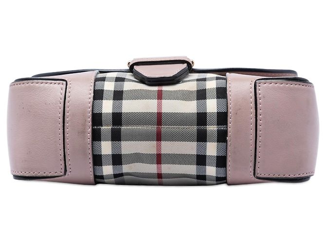 Burberry Pink Small Haymarket Check Nylon e pelle Dickens Crossbody Rosa - vista 3