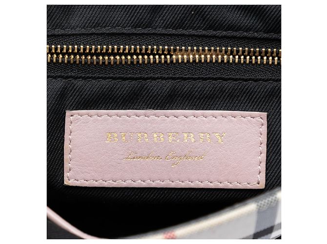 Burberry Pink Small Haymarket Check Nylon e pelle Dickens Crossbody Rosa - vista 5