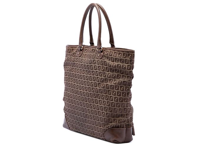 Fendi Brown Zucchino Canvas Chef Shopping Tote Braun Hellbraun - Ansicht 2