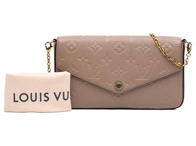 Pochette Felicie Louis Vuitton in pelle Empreinte Monogram beige - vista 7
