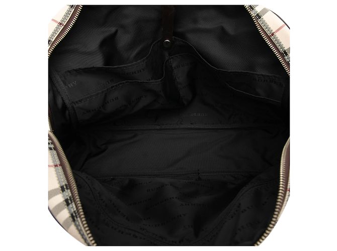 Borsa da viaggio in tela Burberry Beige House Check - vista 4