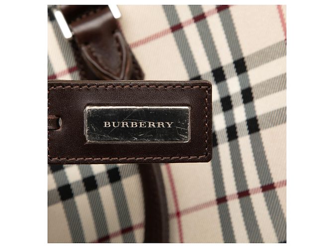 Borsa da viaggio in tela Burberry Beige House Check - vista 5