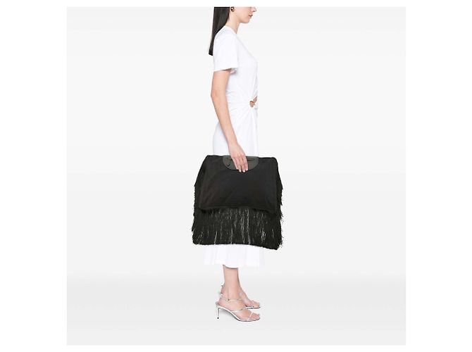 Burberry Olympia Fransen-Clutch aus schwarzem Canvas - Ansicht 6