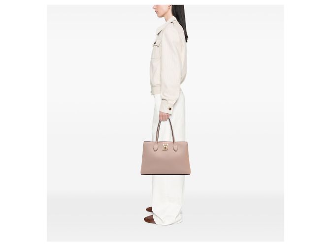 Twist Borsa Tote Lockme Shopper in pelle marrone Louis Vuitton Carne - vista 7
