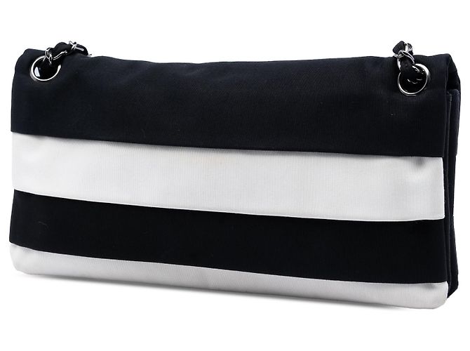 Chanel Black Striped Canvas Reissue 2.55 Single Flap - vista 2