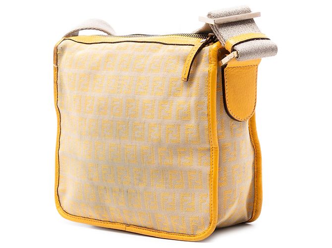Fendi Beige Zucchino Canvas F Charm Crossbody - vista 2