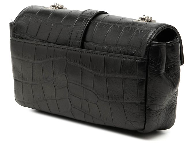 Borsa a catena classica con monogramma Saint Laurent in pelle di vitello nera con stampa baby croc Nero - vista 2