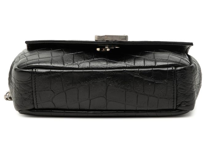 Borsa a catena classica con monogramma Saint Laurent in pelle di vitello nera con stampa baby croc Nero - vista 3
