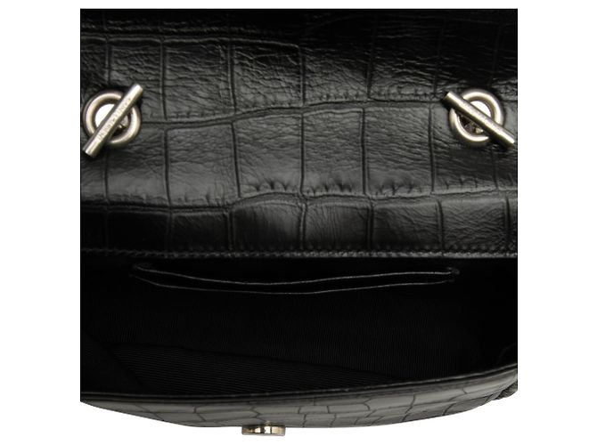 Borsa a catena classica con monogramma Saint Laurent in pelle di vitello nera con stampa baby croc Nero - vista 4